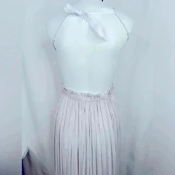 Wishlist Romantic Crotchet Lace Cotton Maxi Dress Light Grey Backless Size S - Picture 5 of 12